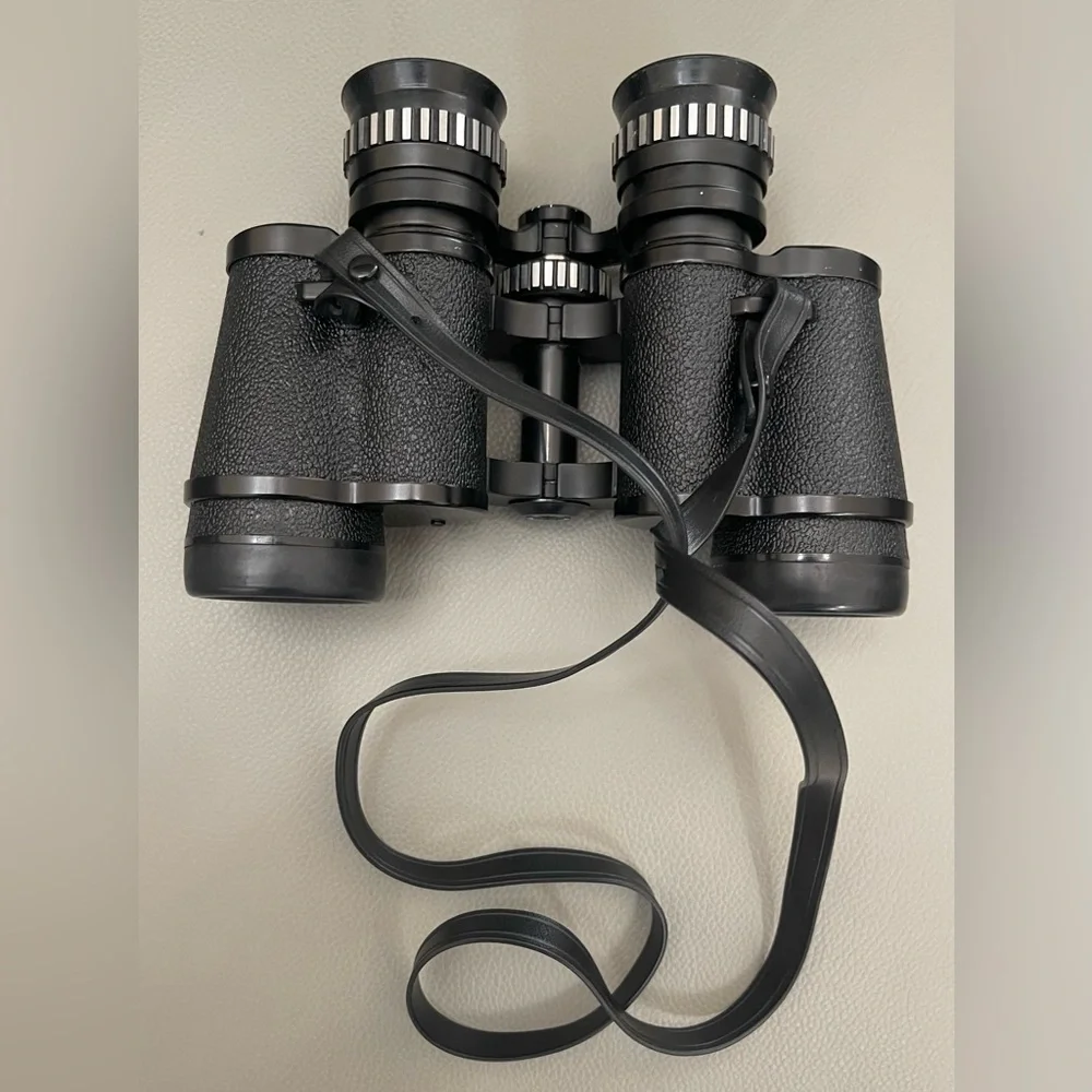 Vintage Selsi Black 7x35 Binoculars w/Brown Case, 525 ft at 1,000 yards